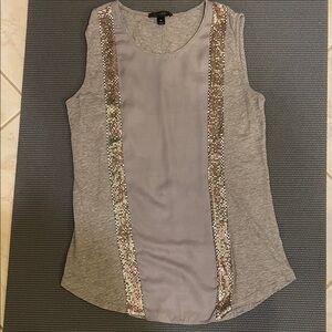 J. Crew Factory Gray Tank Top with Sequin Stripes